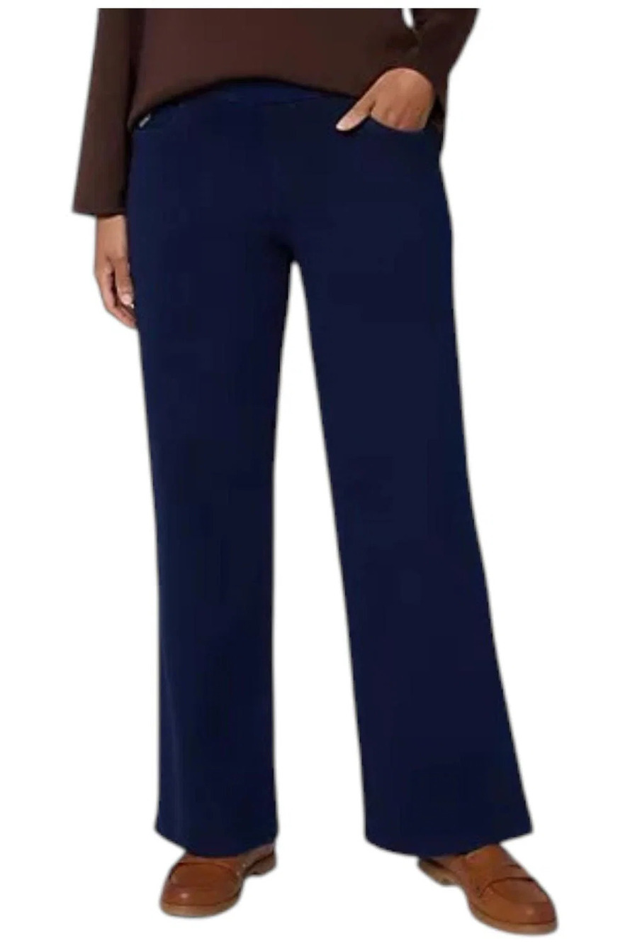 Quacker Factory DreamJeannes Women's Wide Leg Pants Drk Indigo - Tall